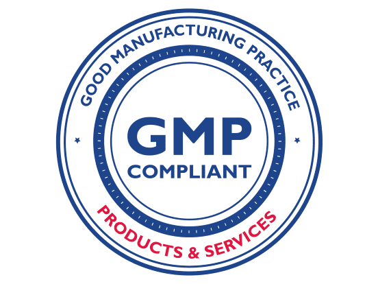 GMP compliant products & services stamp